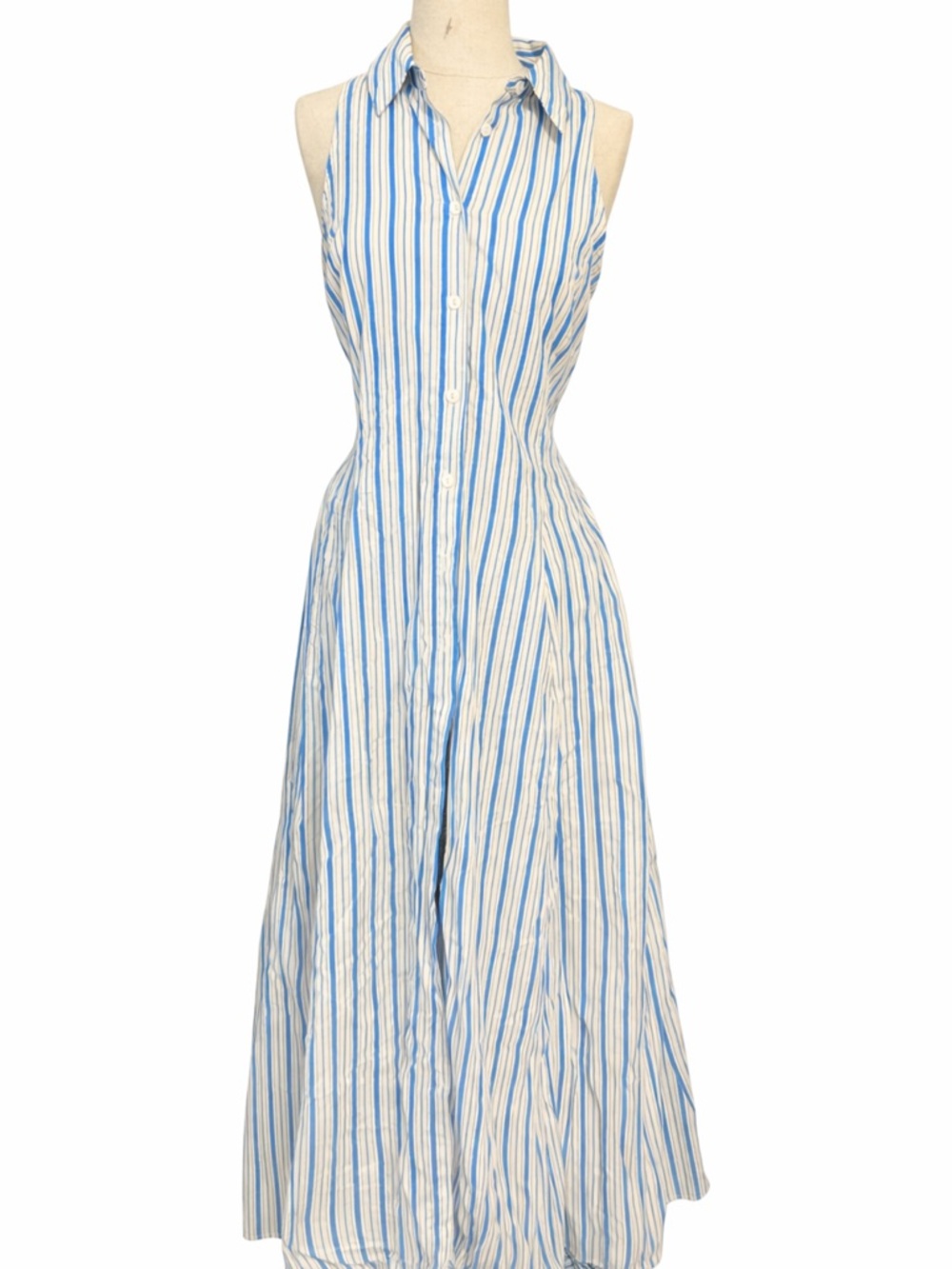 ASOS Blue & White Striped Maxi Shirt Dress